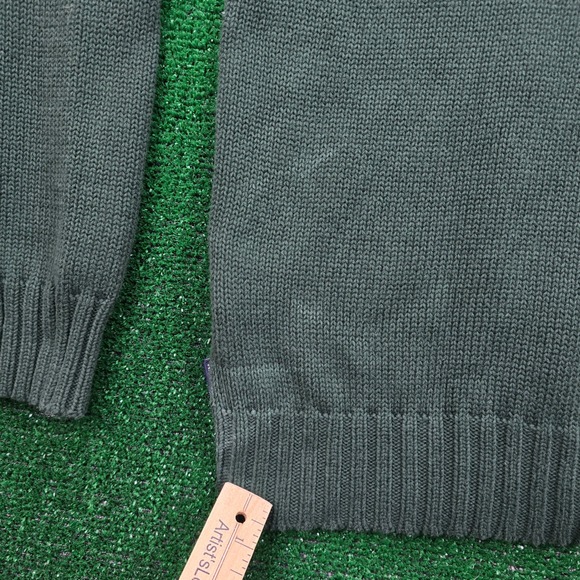 Nautica Sweater Mens Large Green Blue 1/4 Zip‎ Pullover Preppy Casual - Picture 10 of 10
